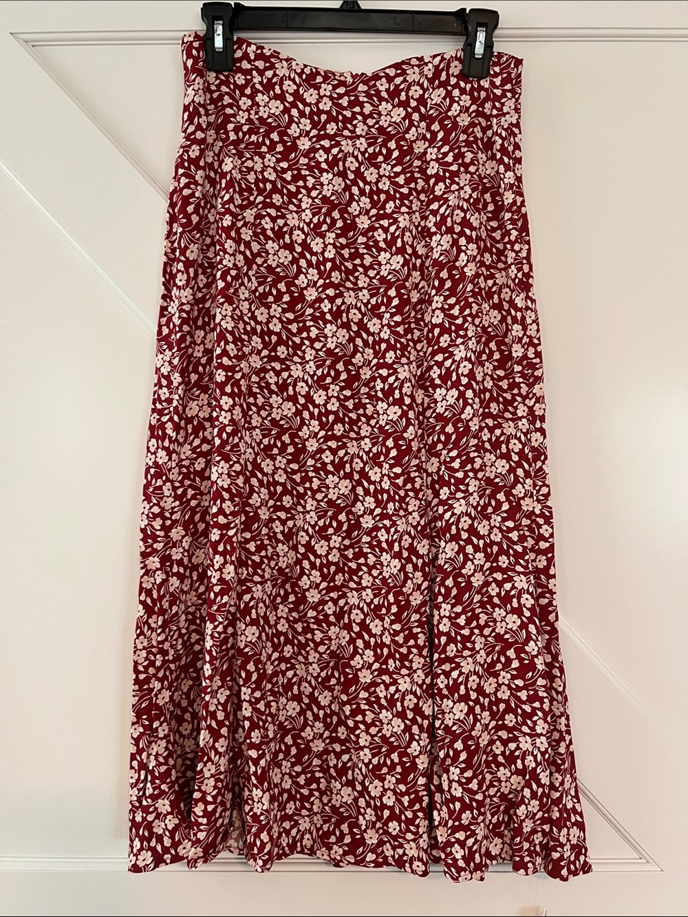 Reformation Red and White Floral Maxi Skirt